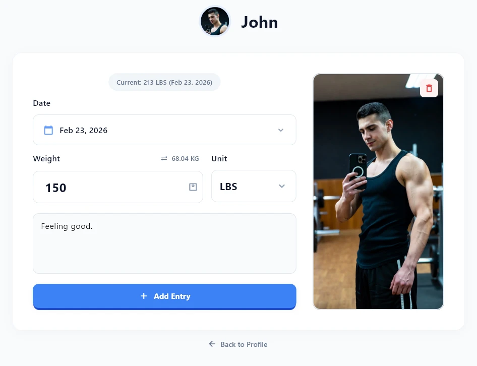 Kiilos Log Entry Mockup
